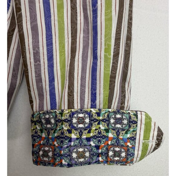 Robert Graham Striped Paisley‎ Flip Cuff Long Sleeve Button Down Shirt Sz XL - Picture 6 of 11